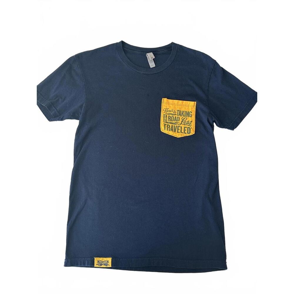 Men's Navy Blue T-Shirt with Yellow Pocket Graphic